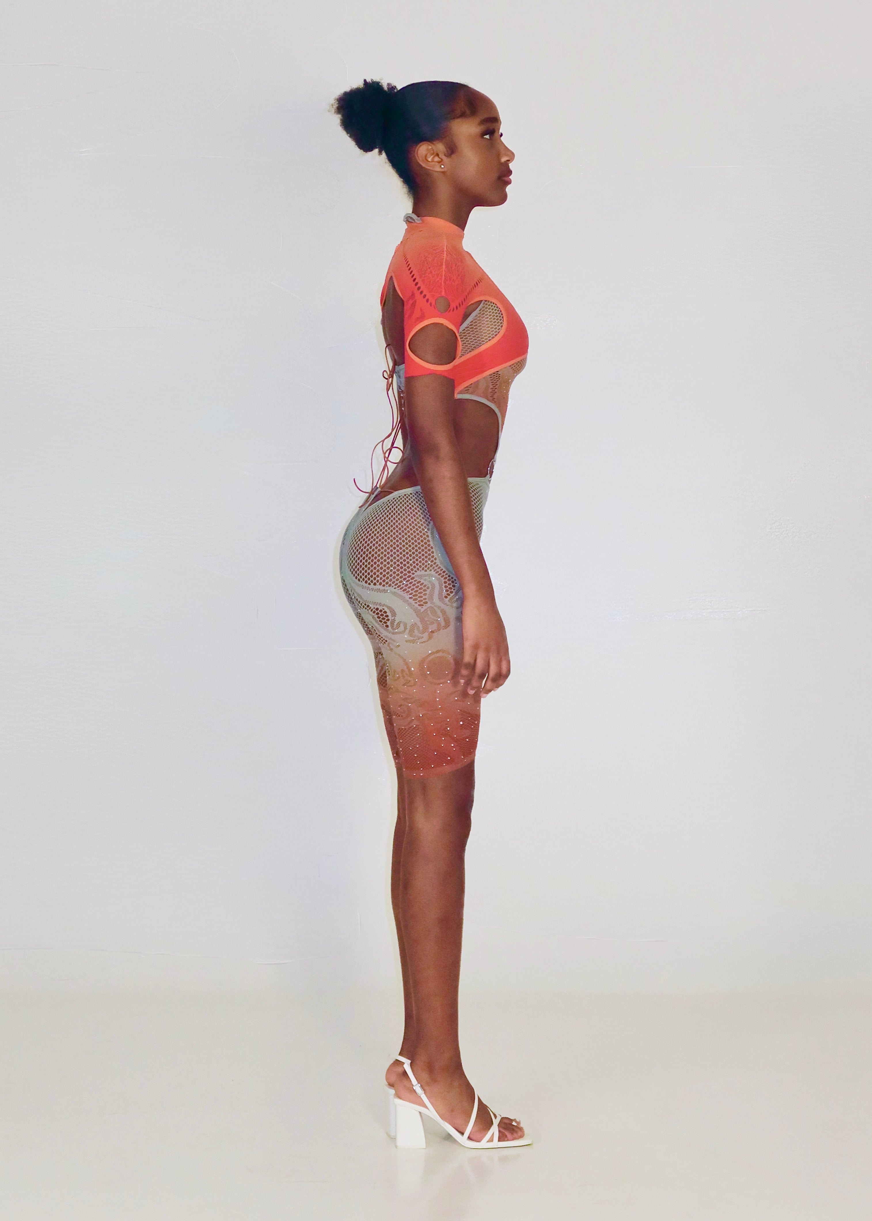 Ombré Mesh Lace-Up Playsuit