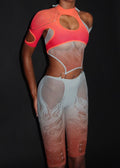 Ombré Mesh Lace-Up Playsuit